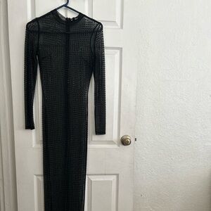 FashionNova Black Long Sleeve See Through Dress